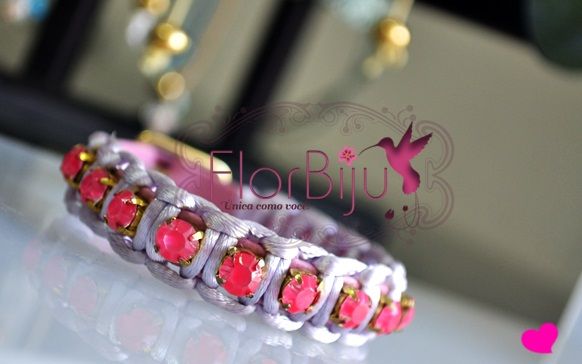 Pulseira shambala strass neon